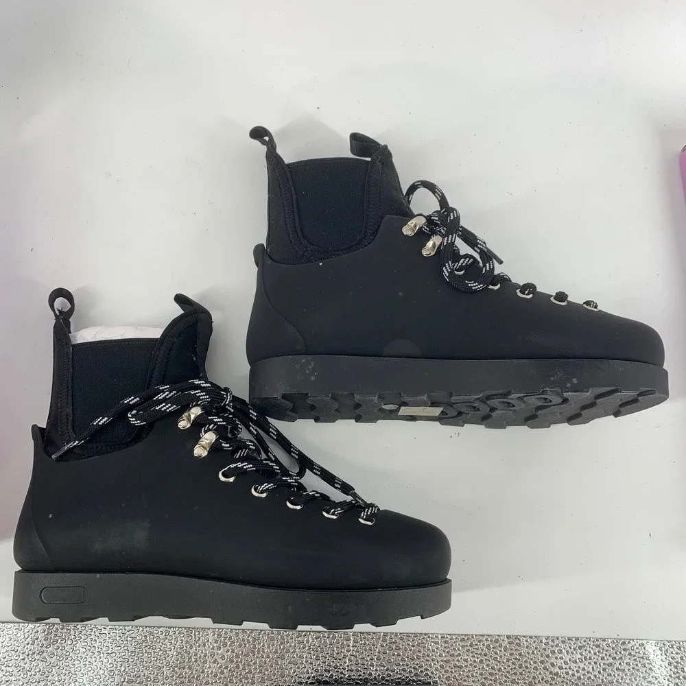 Jeffrey Campbell Barometric Black Matte Boots‎ Lace Up Platform Ankle Size 7 NEW